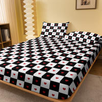 Sábana Ajustada Moderna Y Simple En Color Mate Con Diseño De Corazón Geométrico Para Dormitorio Sin Almohadillas Incluidas - details 1