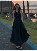 ZMZBCH Vestido Negro De Verano Estilo Hepburn Con Cintura Ajustada Y Falda De Swing Grande Sin Mangas Vestido Largo A-Line Para Mujer - details 6