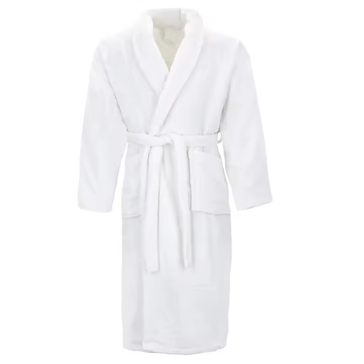 Wellhome Albornoz 100% Algodón Blanco Rizo de 1 Costura Talla M - 1