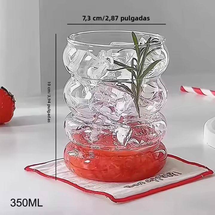 Copa De Vidrio Transparente 350ML De Boro Silicato Resistente Al Calor En Forma De Caterpillar Para Café Cerveza Jugos Leche - 1