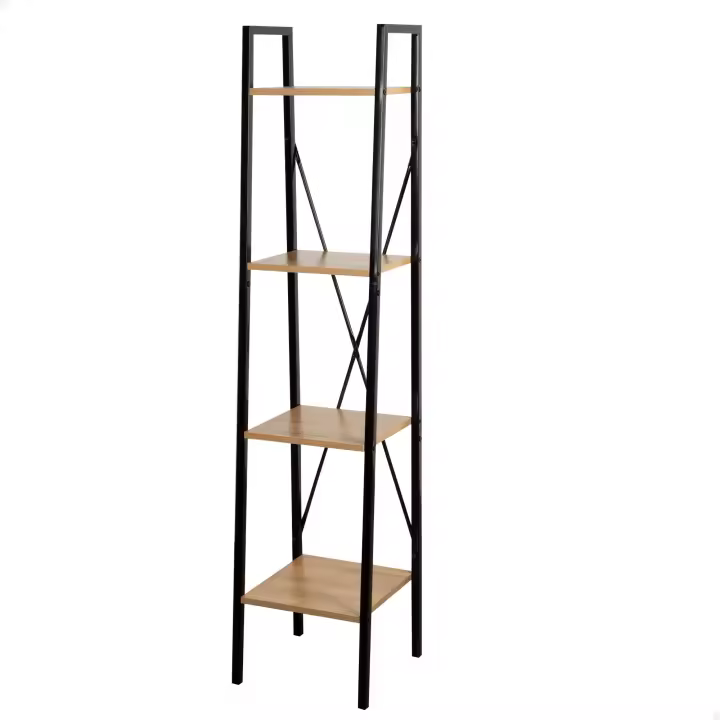 Max Home - Estantería almacenaje, de acero negro y madera, fácil montaje, con sistema de nivelación, estable, resistente y duradera, muebles de salón, estanterías, decoración hogar, librería, multiusos, variedad de medidas - 1