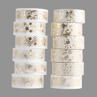 Set De 12 Rolls De Cinta De Washi Con Estampado De Plantas Y Flores Doradas Cinta Adhesiva Decorativa De Oro Para DIY Stickers Scrapbooking Y Papelería - details 3