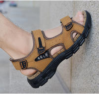 Sandalias De Cuero Genuino Para Hombre Verano Zapatillas De Playa Y Senderismo Antideslizantes Y Resistentes Al Desgaste Suaves De Goma Para Exterior - details 13