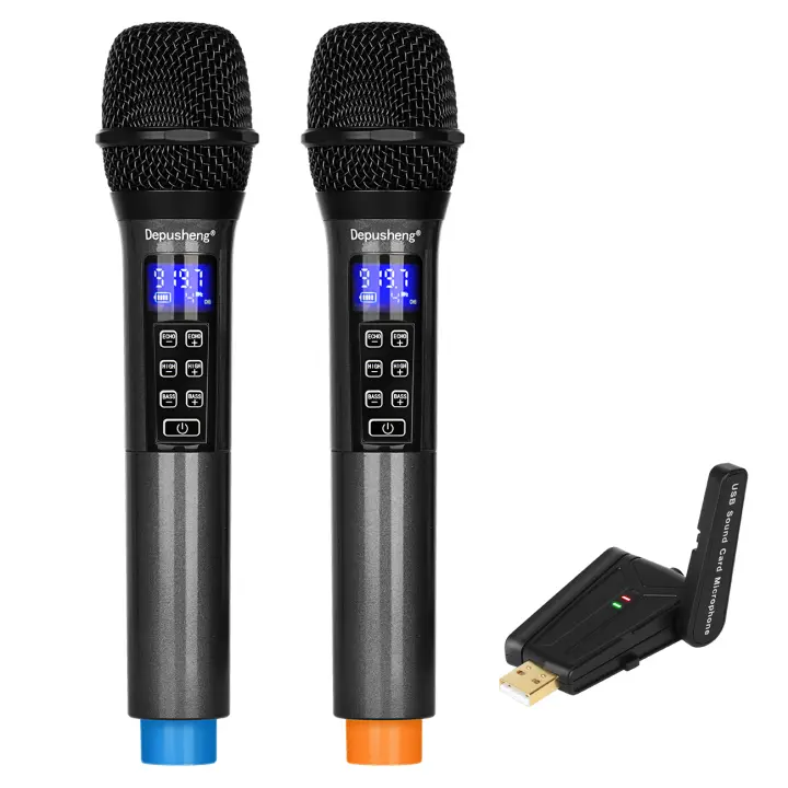 Micrófono Inalámbrico Depusheng W4 Con Eco Treble Bajo Y Bluetooth 98 FT Rango UHF Sistema De Micrófono Portátil Dinámico Para Escenario - 1