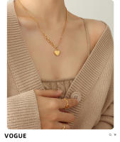 Collar de cadena con colgante de corazón Vintage para mujer, cadena de suéter de Color, joyería para mujer collar con colgante de corazón para mujer, cadena fina de acero inoxidable 316L, Color dorado, joyería para el cuello para niñas, regalos de moda - details 4