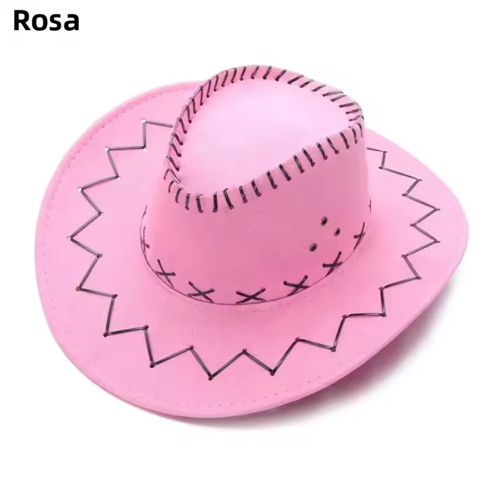 Sombrero De Vaquero De Cuero Sintético Unisex Estilo Occidental Con Pico Ancho Sombrero De Paja Fedora Panamá Para Ropa De Fiesta Casual - 1