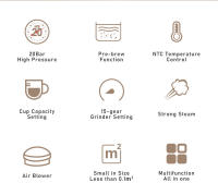 Máquina de Café Espresso HiBREW H14, 20 Bares de Alta Presión, Configuración de Molinillo de 15 Marchas, Función de Pre-Infusión, Control de Temperatura NTC, Ajuste de Capacidad de Taza - Beige - details 1