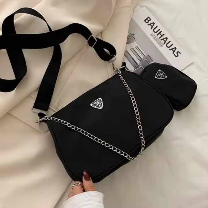 Bolso De Mano Ligero Casual Conjunto De Bolso Cruzado Y Hombro Nylon 2 En 1 Bolso De Hombro Bolso De Moda Para Mujer - 1