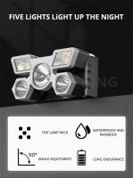 Linterna Frontal LED Potente 5 Con Recarga USB Y Batería 18650 Para Camping Pesca Emergencia Buscaminos Luz De Exterior - details 5