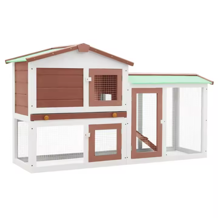 vidaXL Conejera de Exterior de Madera Casa de Animal Pequeño Jaula de Mascota Color Marrón y verde,  Marrón,  red and white y mas - 1