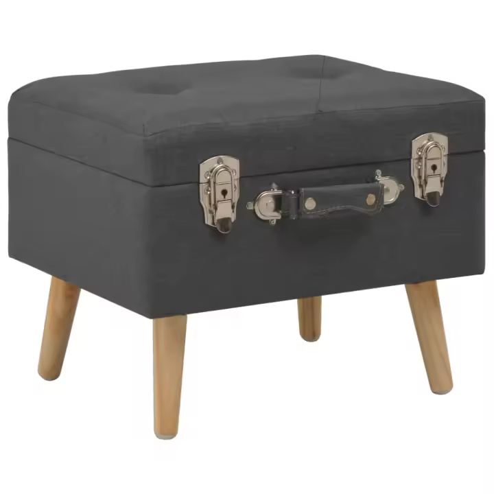 vidaXL Taburete de almacenamiento 40 cm oscuro de tela en color Gris/Marrón/Beige | cómodas modernas ergonómicas para comedor cocina salón hogar - 1