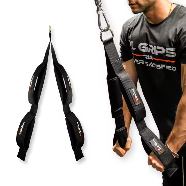 RL Grips® Cuerda de Tríceps para Entrenamiento en Poleas de Gimnasio - Accesorio Fitness Resistente y Duradero - Cuerda Larga para tríceps de Tela - 1