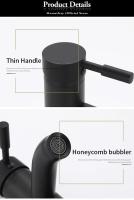 Grifo de baño de estilo minimalista negro, mezclador de agua fría y caliente, grifos de lavabo de acero inoxidable - details 3