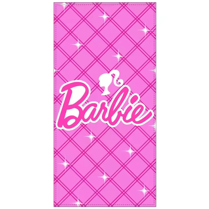 Barbie Toalla para playa o piscina de color rosa con un tamaño de 70x140 cm. y de suave microfibra. - 1