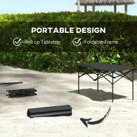 Outsunny Mesa Plegable Camping de Aluminio 95x55x50 cm con Tapa Enrollable y Bolsa de Transporte Mesa de Picnic Portátil Ligera para Acampar Senderismo Playa Caqui - details 3