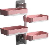 Soporte multifunciones para el baño, bandeja de almacenamiento de 4 niveles, estante de almacenamiento para baño montado en la comparación, estante para champán, bandeja de almacenamiento giratoria para ducha organizar el baño, Rosa - details 2