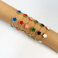 Pulsera Ajustable De Acero Inoxidable Con Doble Lado Y Cinco Hojas De Four Leaf Gold Plated Para Mujer Joyería De Moda - details 9