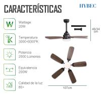 HYBEC - Ventilador de techo con luz LED Regulable, Motor DC Silencioso y 6 Velocidades – Función Inversa Verano/Invierno y Mando a Distancia - details 0