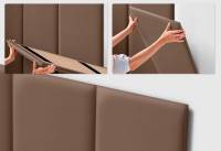 DHOME Cabecero Tapizado Polipiel Premium Premium Antimanchas Diseño Modular Vertical Autoadhesivo Cabezal Cama Altura 80cm - details 3