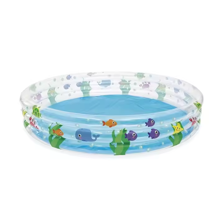 Bestway Piscina Hinchable Infantil 3 Aros Transparente Vida Marina 183x33 cm +2 Años Jardin 51005 - 1