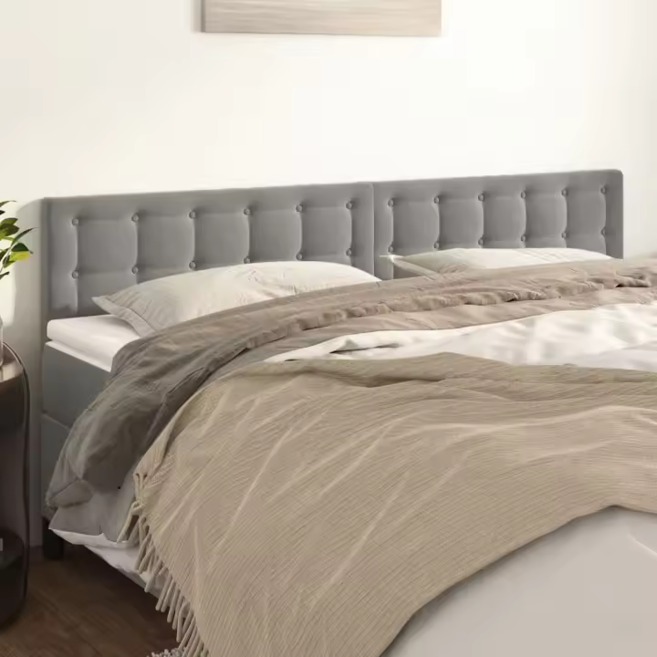 vidaXL Cabeceros 2 unidades de terciopelo gris claro 100x5x78/88 cm - 1