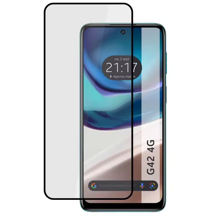 Protector Cristal Templado Completo 5D Full Glue Negro para Motorola Moto G42 4G Vidrio - 1