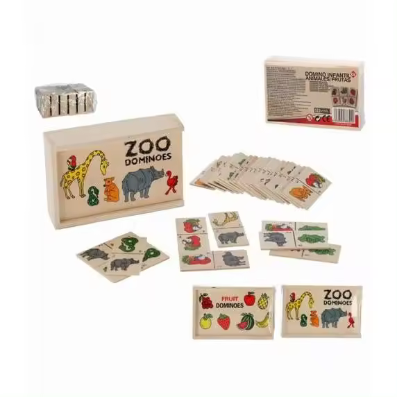 Molto Dominó Infantil 28 Piezas Animales y Frutas - Juego de Mesa Divertido y Educativo para Niños - 1