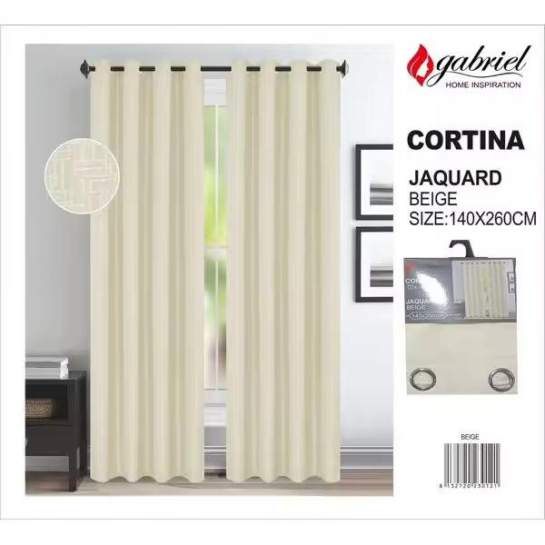 CORTINA SEMIOPACA DE 140X260CM CON 8 ANILLAS - 1