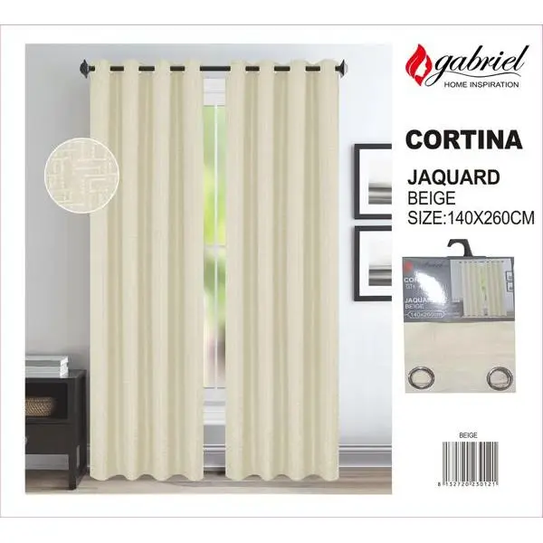 CORTINA SEMIOPACA DE 140X260CM CON 8 ANILLAS - 1
