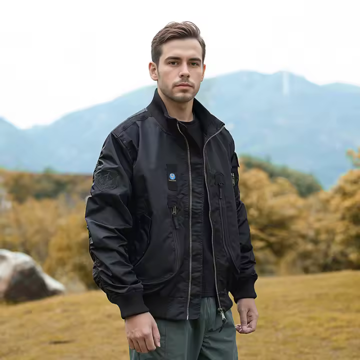 Chaqueta De Piloto MA-1 Para Hombre Estilo Militar Con Estampado De Camuflaje Chaqueta De Béisbol Gruesa De Algodón Para Otoño E Invierno Cierre De Cremallera - 1