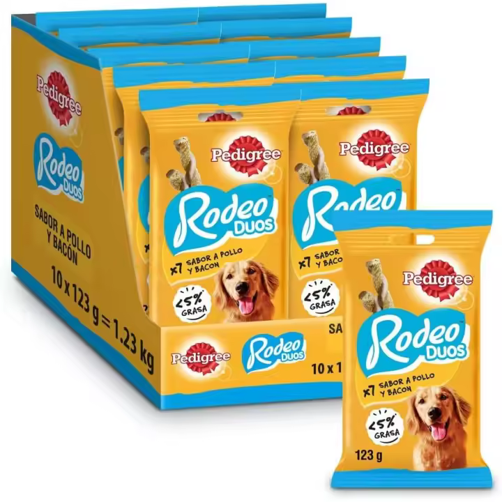 Pedigree - Rodeo Duos Snack en Tiras para Perros sabor Pollo y Bacon (Pack de 10 x 123 g) - 1