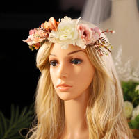 Diadema De Flores Multicolor Y Atractiva Para Novia Diseño Romántico Para Mujeres Adornos De Boda Hecho De Otros Material - details 1