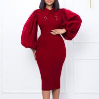 Vestido Elegante Para Oficina Para Mujer Profesional Con Cuello En V Y Diamantes Ajustado Silueta De Saco Midi Formal Vestido De Trabajo - details 29