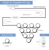 Lámpara De Espejo De Maquillaje LED Desmontable Profesional Luz De Cosméticos USB Para Vestíbulo De Hollywood Iluminación De Mesa De Vestir - details 7