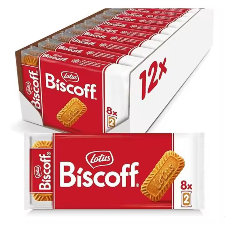 Lotus Biscoff  Galleta Original Caramelizada  Envueltas en Packs de 2  Vegana  12 x (8 x 2 packs)  1,48kg - 1