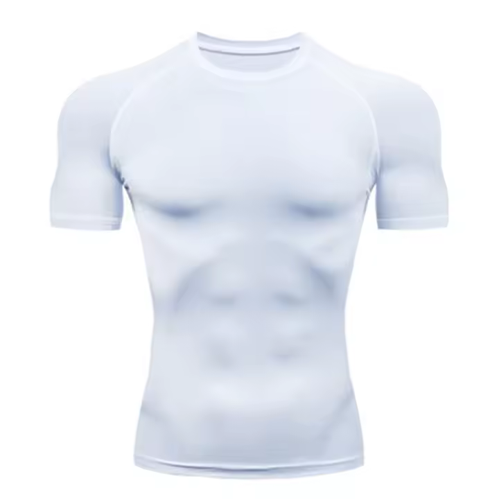 Camiseta De Compresión Para Hombre Fitness Entrenamiento Correr Quick Drying Manga Corta Deporte Camiseta De Gimnasio - 1