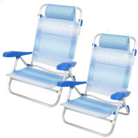 Aktive - Pack 2 sillas de playa plegables, tamaño 47x49x82 cm, respaldo reclinable 8 posiciones, convertibles en tumbona, aluminio y textileno, cojín acolchado, asas de mano para transportar, estructura plegable, máx. 110 kg, silla playa plegable ligera - details 4