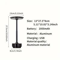 Lámpara De Mesa Recargable Inalámbrica Para Dormitorio Lámpara De Tocar USB-C Creativa Para Camping Y Escritorio Negro Moderno Dimmer - details 10