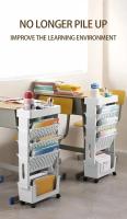Estante De Libros Móvil De Piso Con Ruedas Gran Capacidad Multi-capa Para Estudio Estante De Almacenamiento De Ruedas Para Mesa - details 0