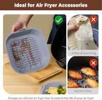 Molde de Silicona Freidora de Aire 5-8L, 2 Piezas 21cm Bandeja Recipientes para Freidora sin aceite, Reusable Molde de Silicona Cuadrada Cesta para Air Fryer, Microondes, Horno, Gris - details 2