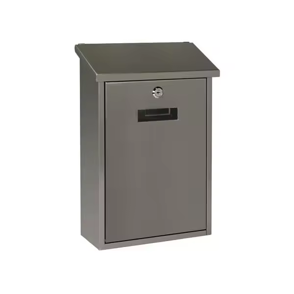 Perel Buzón de berlín, Montaje en la Pared, con Soporte de Nombre, 2 Teclas, Dimensiones (H x w x d) 36.5 x 27 x 10 cm, Plata - 1