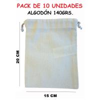 Siglo21publicidad PACK DE 10 BOLSAS DE ALGODON NATURAL, TAMAÑO 15x20cm, Cierre con Cordón Algodón - Mantén Tus Cosas Organizadas - details 0