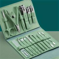 Juego De Tijeras De Uñas Profesional 12/16 Piezas Con Kit Completo De Pedicura Acero Inoxidable Estuche Portátil De Cuero Regalo Ideal - details 0