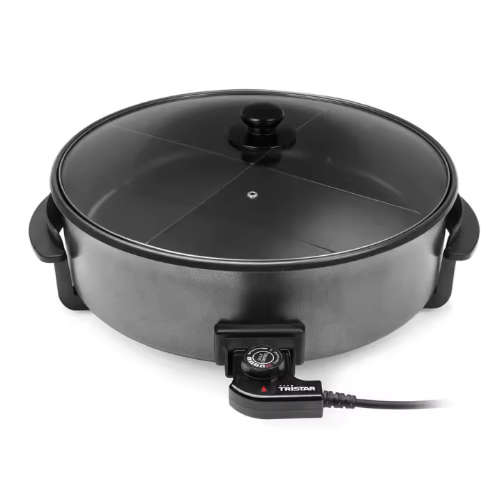 Paellera eléctrica Tristar  PZ-9145 con temperatura máxima de 280°C y 1500W de potencia La paellera eléctrica es versátil y potente, ideal para cocinar platos variados. Con 1500W y un diámetro de 40 cm, permite ajustar la temperatura hasta 280°C. Perfecta - 1