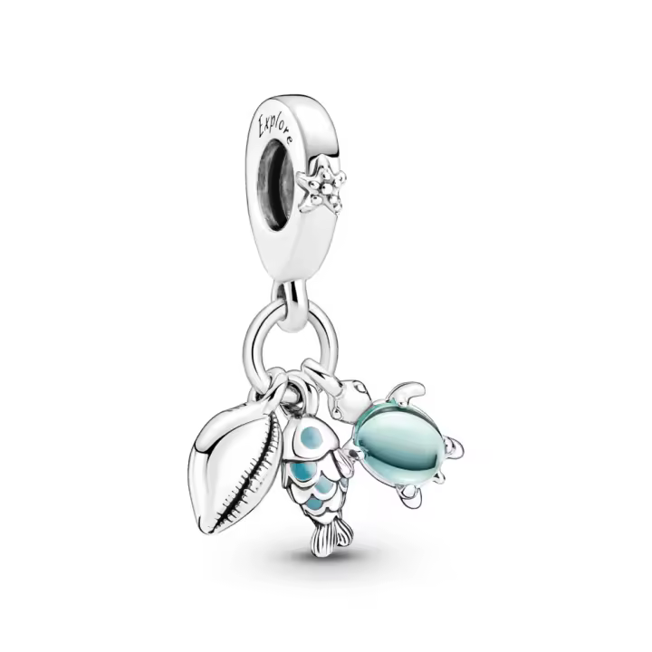 Pandora Moments Charm Colgante Triple en plata de ley Pez, Tortuga Marina & Concha 791697C01 , para Mujer - 1