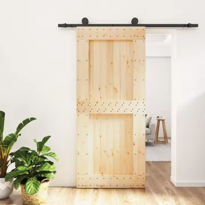 vidaXL Puerta corredera con herrajes madera maciza de pino 90x210 cm - 1