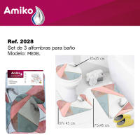 JUEGO DE 3 ALFOMBRAS SUAVES Y ANTIDESLIZANTES AMIKO PARA EL BAÑO MODELO MEDEL - details 0