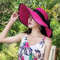 Sombrero De Sol Elegante Para Mujer Gran Sombrilla De Paja Tejida Protección Solar Gorras Para Playa Verano Casual - details 9