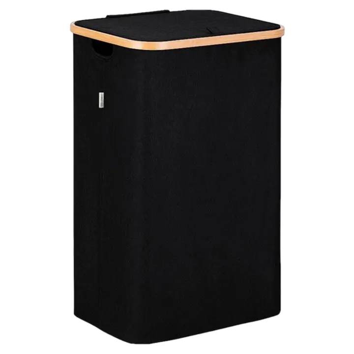 Cesto de Ropa Sucia de Bambú con Tapa y Asas: 72L o 100 L, 2 Clasificaciones, Plegable, Bolsa Interior Lavable a Máquina - Solución Elegante y Práctica para la Lavandería en tu Dormitorio ,Cubo Ropa Sucia. (CUBO002 1999 7DIAS） - 1