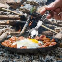 Cuchara Y Fork Plegables De Acero Inoxidable Para Camping Senderismo Picnic Bicicleta Montaña. Utensilios De Cocina Plegables. Spork Todo En Uno. - details 0